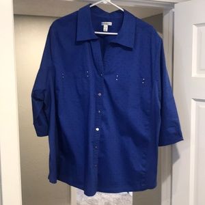 Polka dot button down blouse